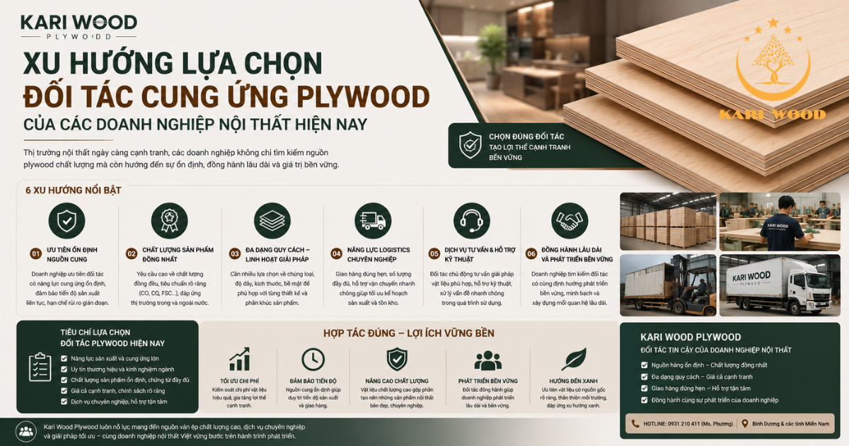 Xu hướng lựa chọn đối tác cung ứng plywood của các doanh nghiệp nội thất hiện nay